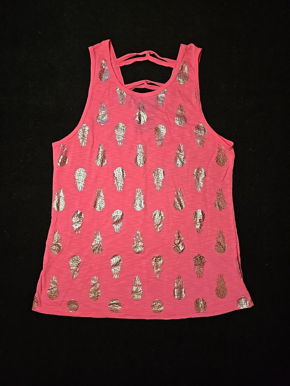 Women's Pink Pineapple Sequin Tank Top